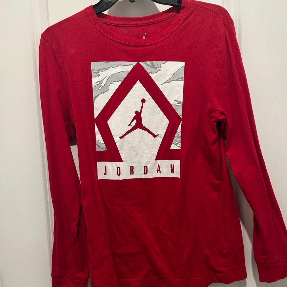 Jordan Red Graphic Long Sleeve Tee